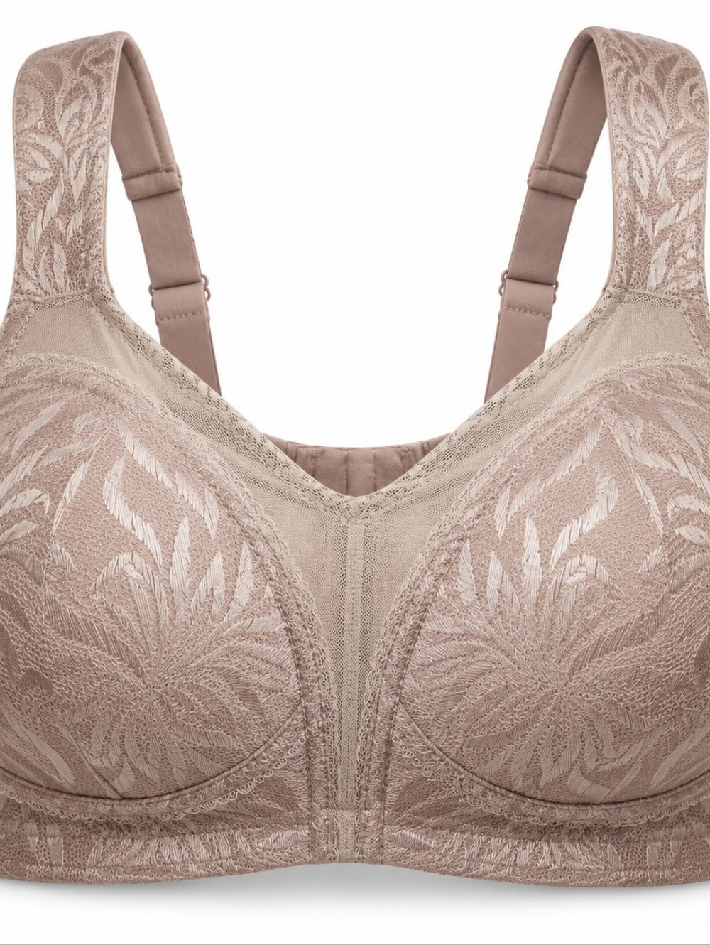 NWT Wingslove Wireless Lace Bra 42H Beige Full Coverage Comfort Support
